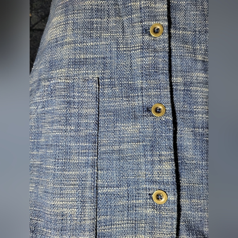 Pure Jill Indigo J.jill Tweed Knit Textured Button Up Blazer Sweater - Picture 5 of 9